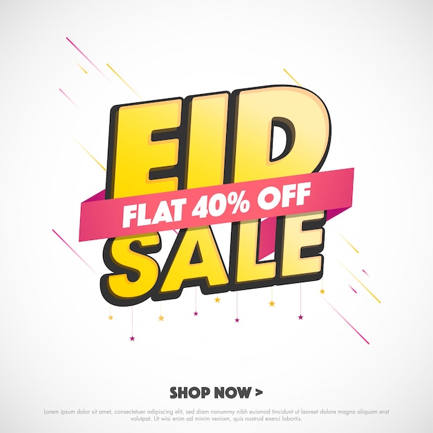 Eid sale with flat 40% off, can be used as sale and discount poster, banner or flyer design