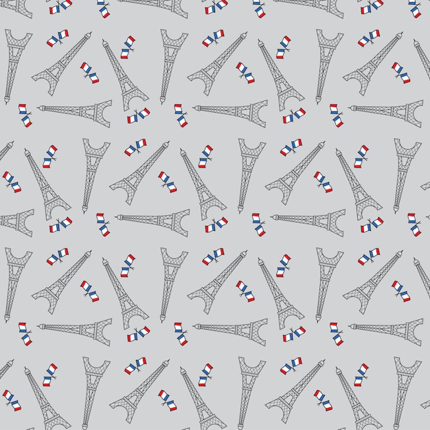 Vettore gratuito eifel paris seamless pattern