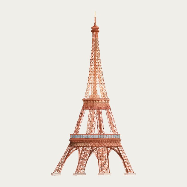 The Eiffel Tower in France watercolor illustration