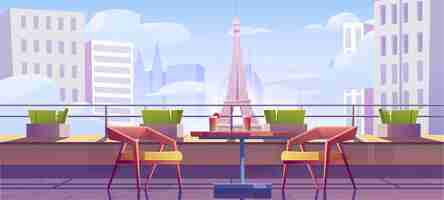 Free vector eiffel tower view from big balcony or roof top