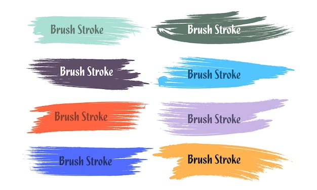 Eight abstract colorful grunge brush stroke set design
