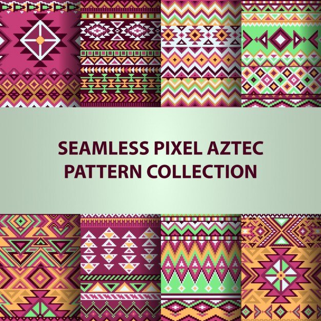 Free Vector eight aztec patterns, backgrounds