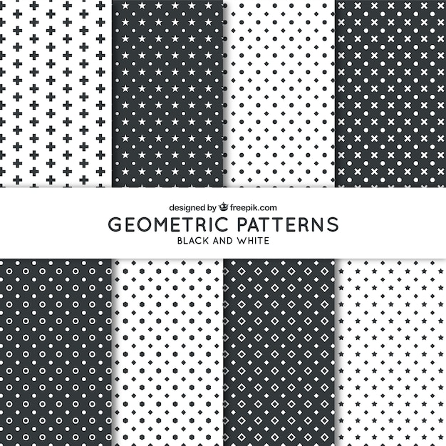 Eight black and white patterns  