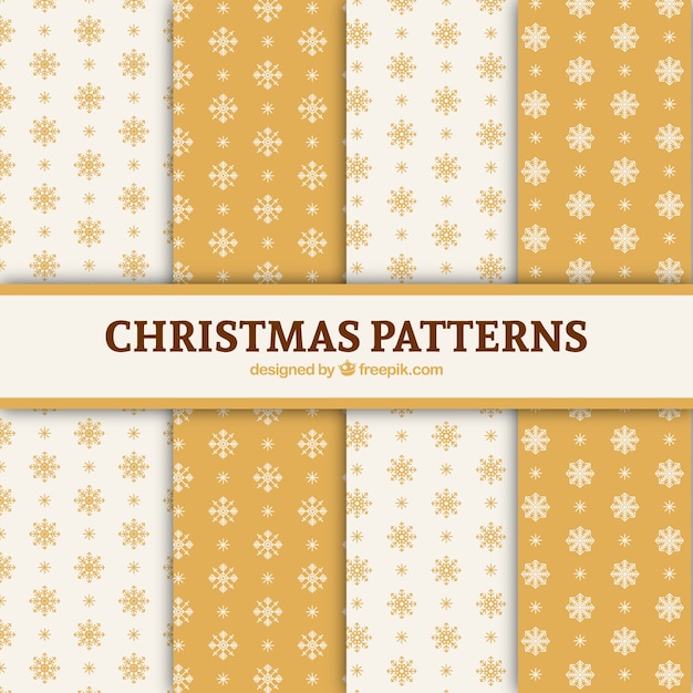 Eight christmas patterns with snowflakes