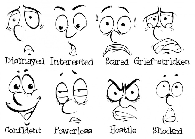 Free vector eight facial expressions of human