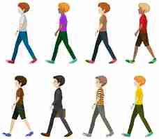 Free vector eight gentlemen walking without faces