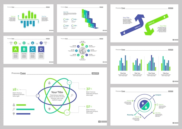 Eight logistics slide templates set