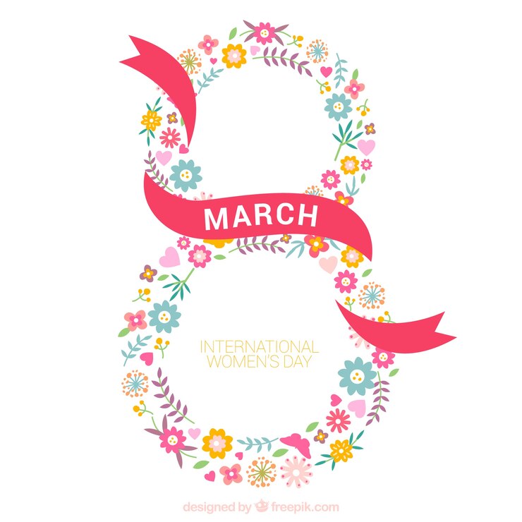Free Vector eight made up of flowers woman day background