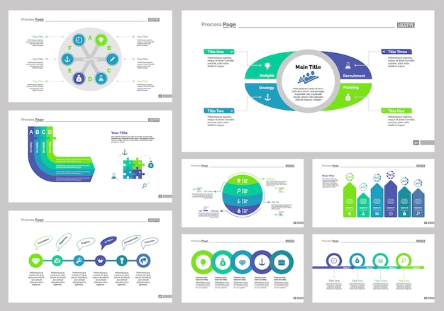 Free vector eight recruitment slide templates set