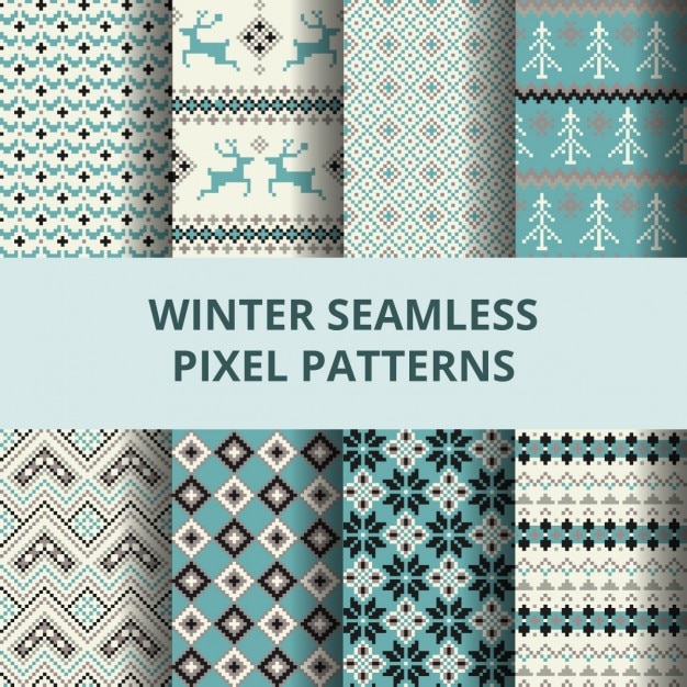 Free Vector eight winter patterns with decorative elements