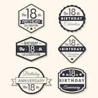 Free vector eighteenth birthday badges collection