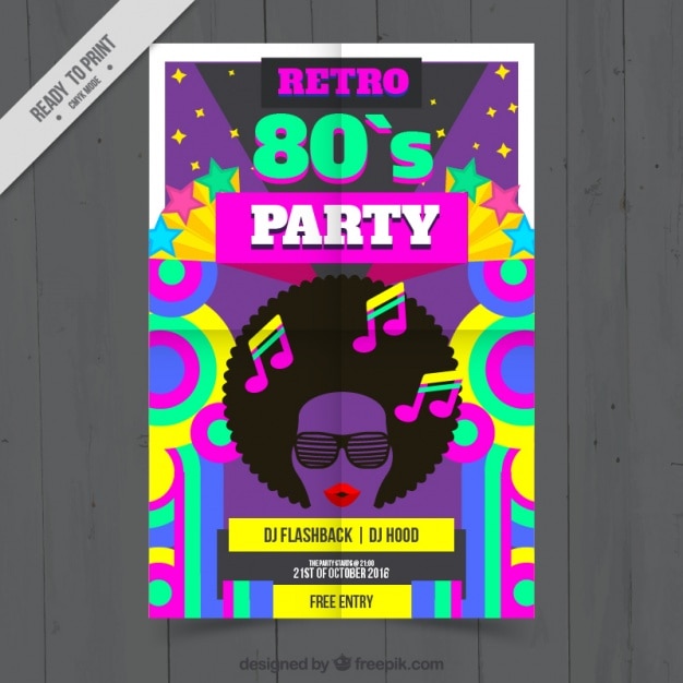 Eighties colorful party poster