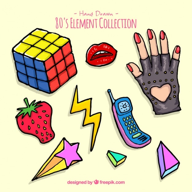 Eighties hand drawn accessories pack