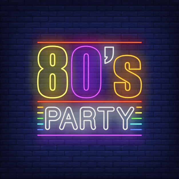 Eighties party neon lettering