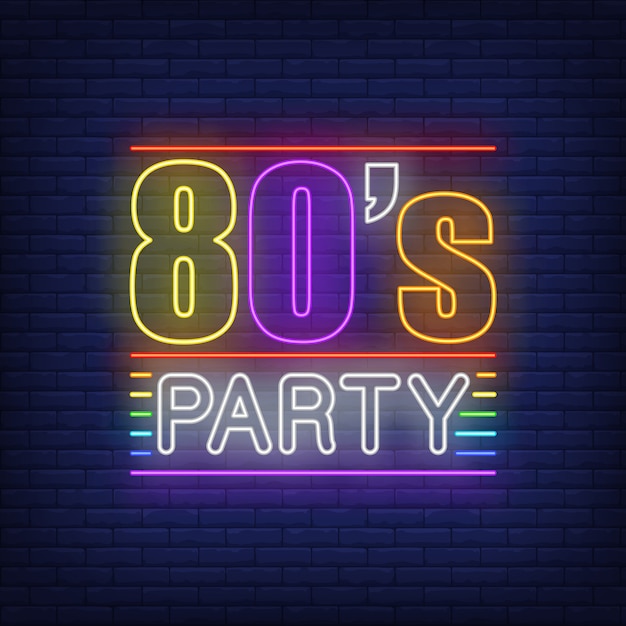 Free vector eighties party neon lettering