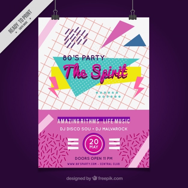 Free vector eighties party poster