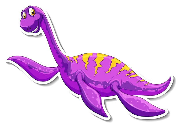 Эласмозавр динозавр мультяшный персонаж стикер