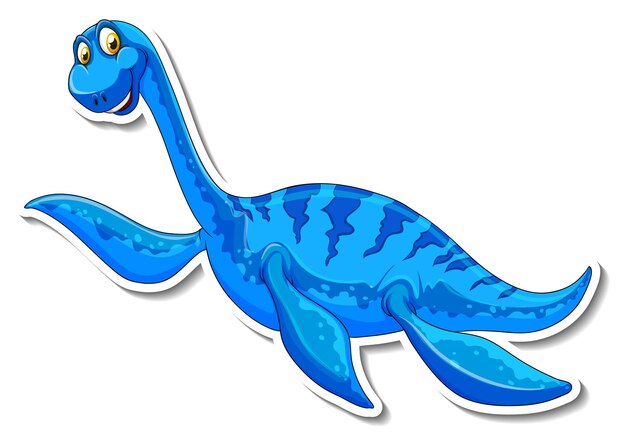 Эласмозавр динозавр мультяшный персонаж стикер