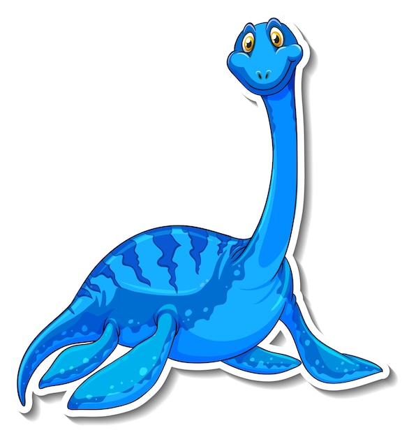 Elasmosaurus dinosaur cartoon character sticker