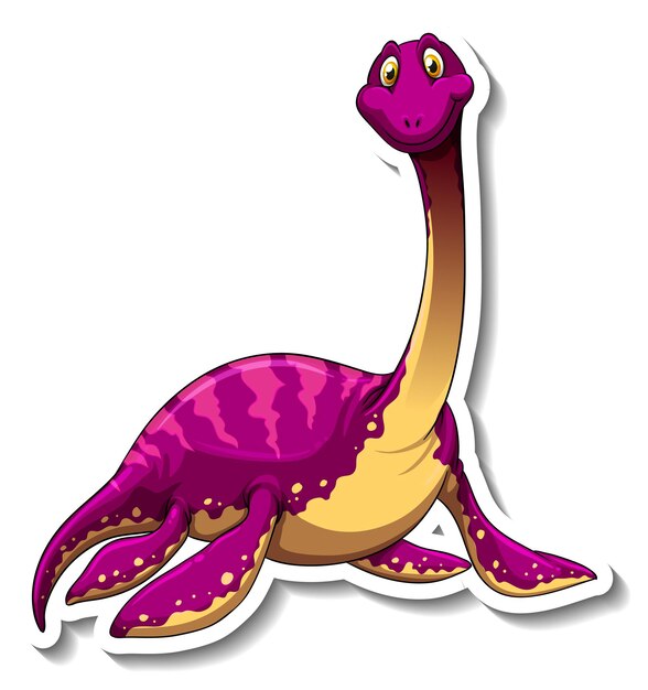 Elasmosaurus dinosaur cartoon character sticker
