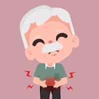 Free vector elder man suffering from abdominal pain