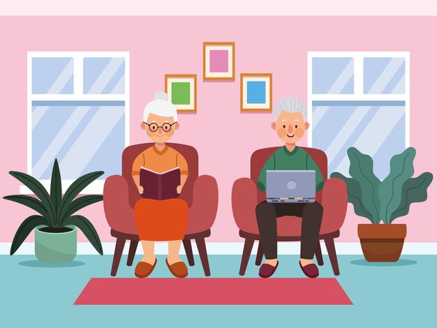 Elderly couple in livingroom