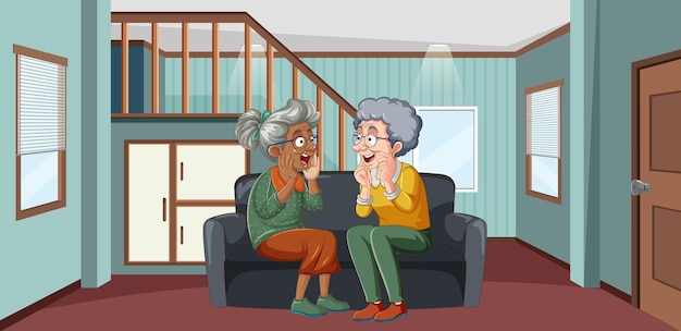 Free vector elderly friend discussing exciting topic