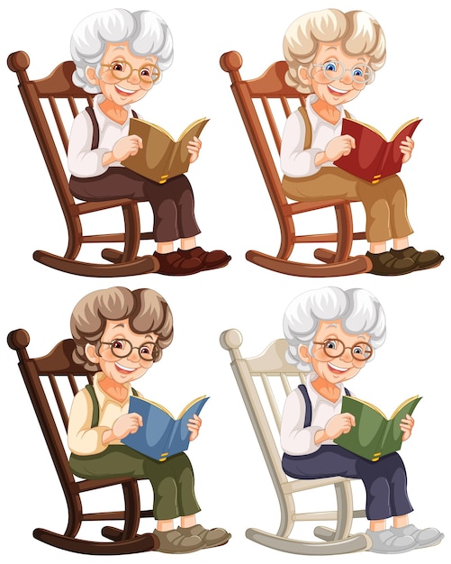 나이 든 여인 들 이 여가 시간 에 독서 를 즐긴다