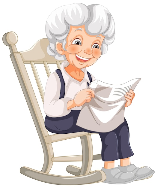 Free vector elderly lady enjoying her reading time