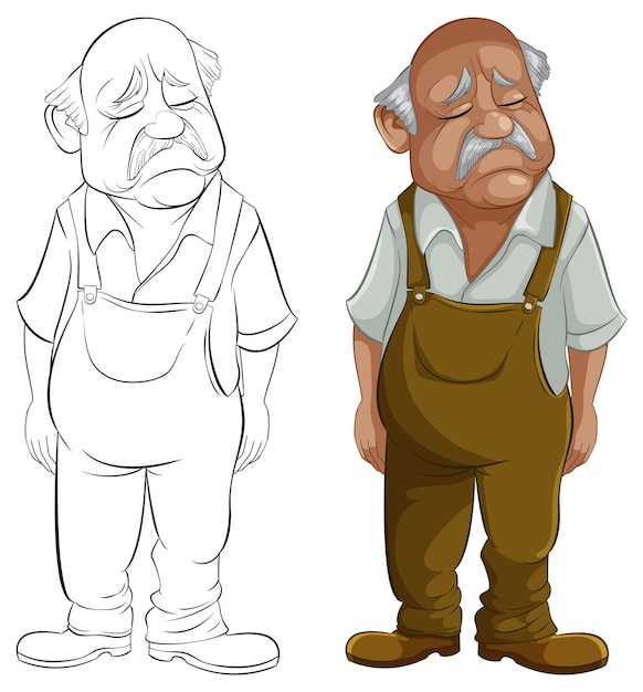 Free vector elderly man in overalls vector illustration