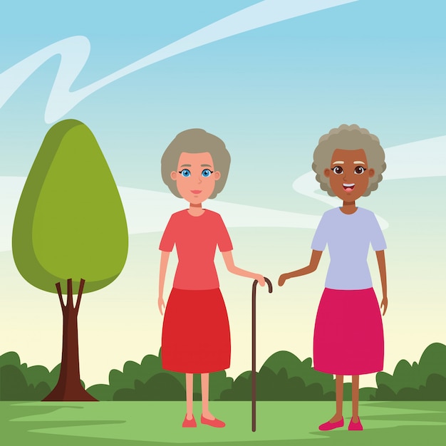 Free vector elderly people avatar cartoon character