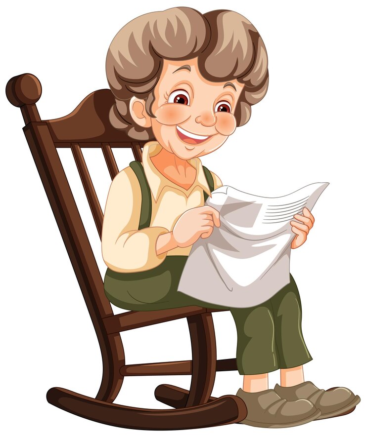 Free Vector elderly woman reading in rocking chair