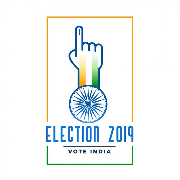 Election 2019 label with voting hand