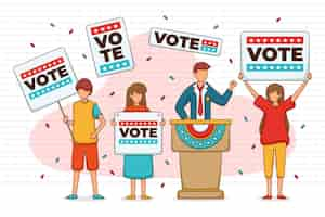 Free vector election campaign scene with people illustrated