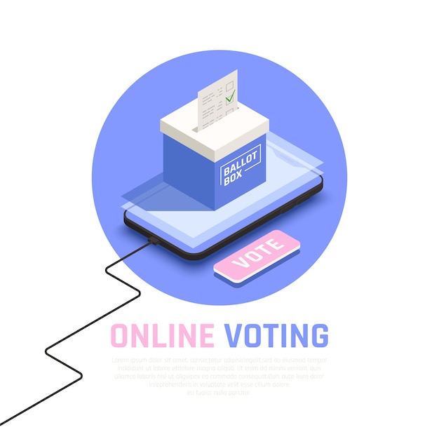 Elezioni e voto concetto isometrico con simboli di voto online