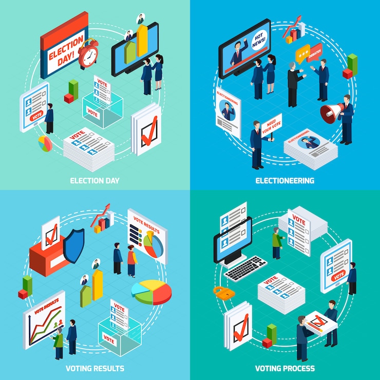 Free Vector elections and voting isometric design concept