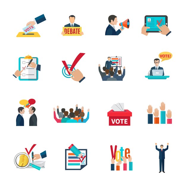 Выборы с голосованием и набором агитационных иконок