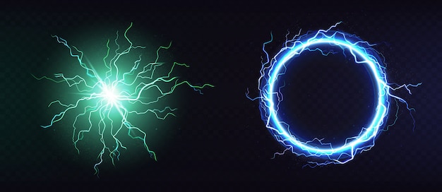 Free vector electric ball, round lightning frame 3d