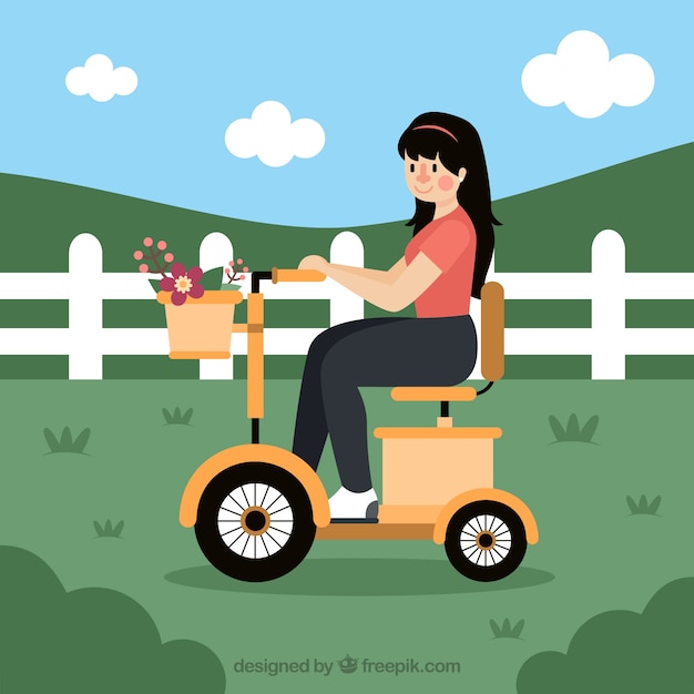 Electric bike concept with cute girl