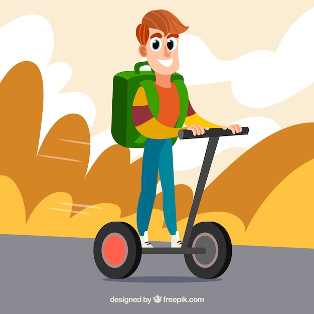 Free vector electric bike concept with smiling man