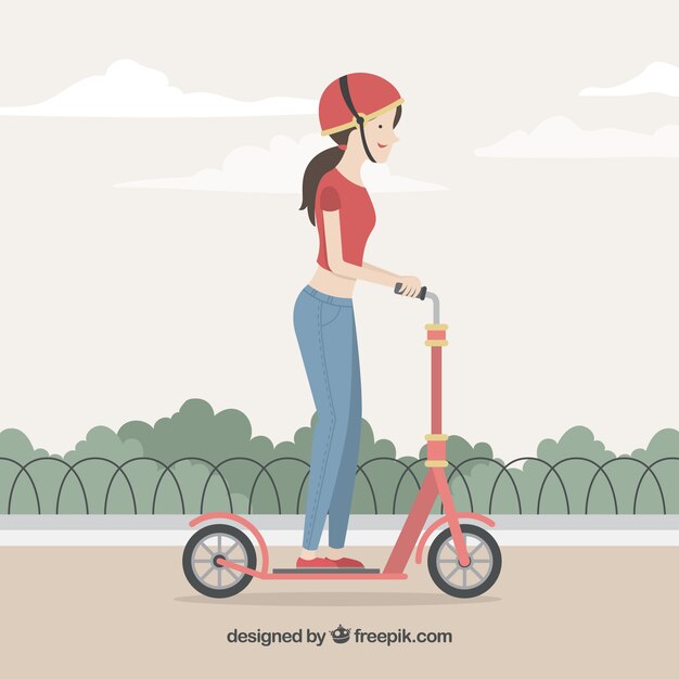 Electric bike concept with woman in park