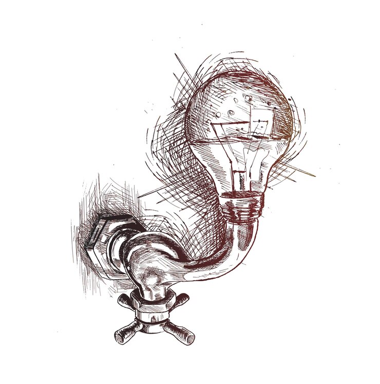 Free Vector electric bulb filled with water energy concept vector concept ecology hand drawn sketch vector illustration