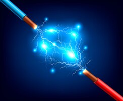 Бесплатное векторное изображение Электрические кабели молния реалистичная композиция