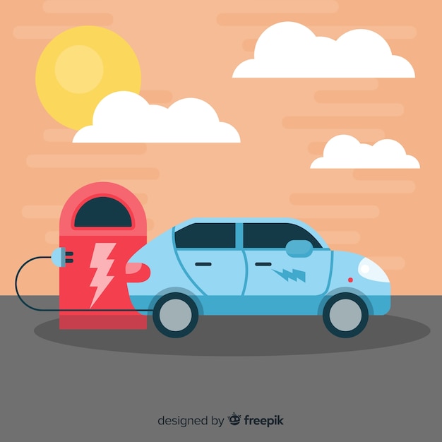 Бесплатное векторное изображение Электрический автомобиль фона