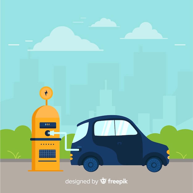 Free Vector | Electric car background Free Vector | Electric car background
