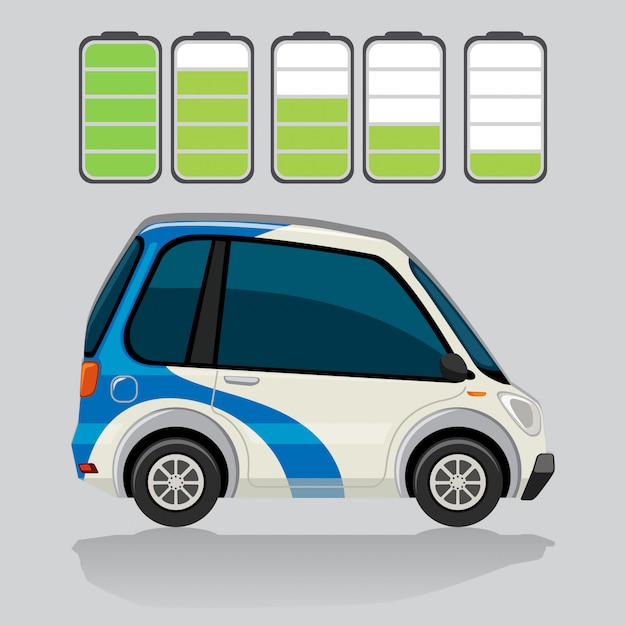 Free vector electric car and battery levels