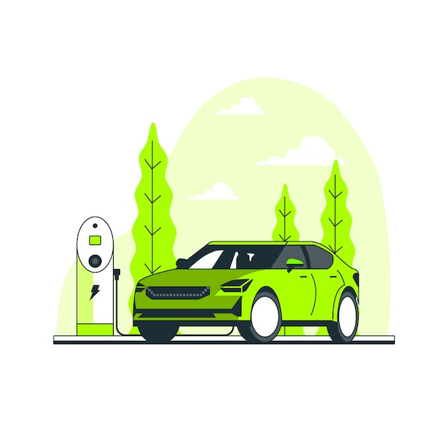 Бесплатное векторное изображение Иллюстрация концепции электрического автомобиля