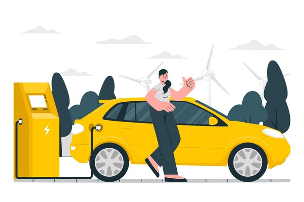 Electric car concept illustration