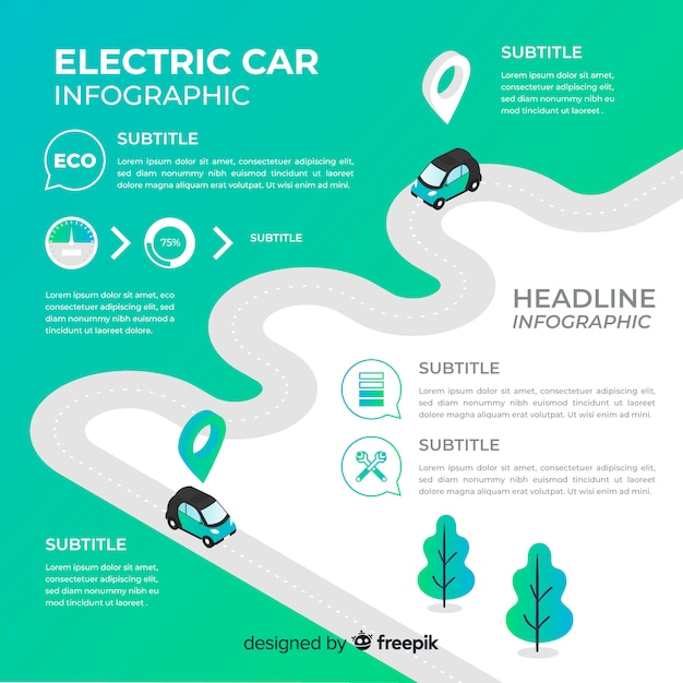 Free vector electric car infographic