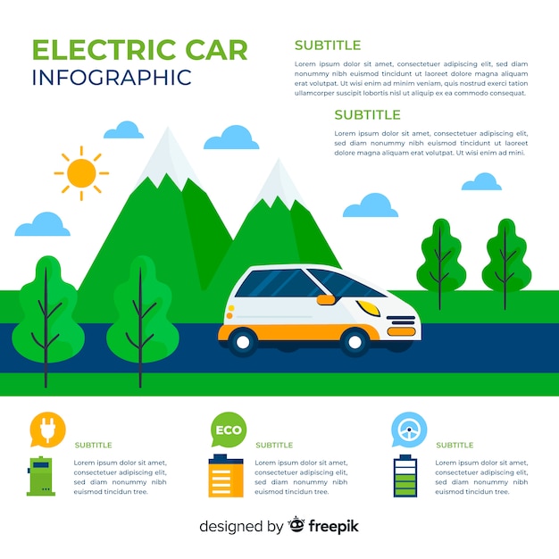 Vettore gratuito auto elettrica infografica